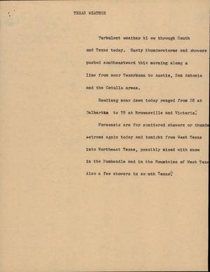 Primary view of object titled '[News Script: Texas Weather]'.