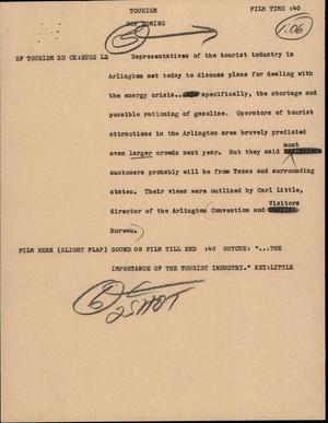 Primary view of object titled '[News Script: Tourism]'.