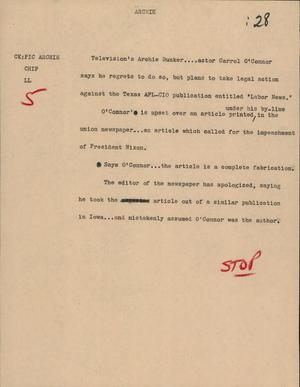 Primary view of object titled '[News Script: Archie]'.