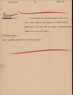 Primary view of object titled '[News Script: Oil]'.