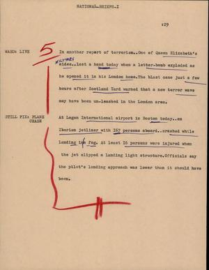 Primary view of object titled '[News Script: National Briefs]'.