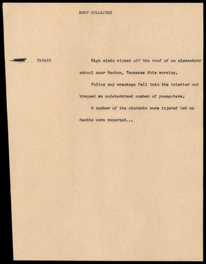 Primary view of object titled '[News Script: Roof Collapses]'.