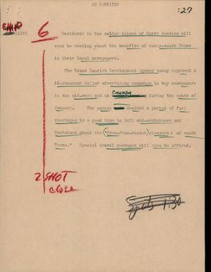 Primary view of object titled '[News Script: Ad Campaign]'.