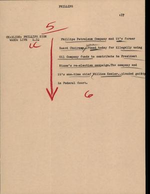 Primary view of object titled '[News Script: Phillips]'.