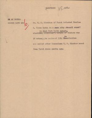 Primary view of object titled '[News Script: Elections]'.