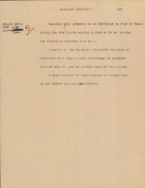 Primary view of object titled '[News Script: Gasoline Shortages]'.