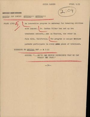 Primary view of object titled '[News Script: Child Cancer]'.