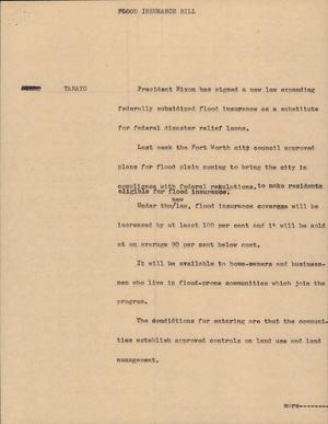 Primary view of object titled '[News Script: Flood Insurance Bill]'.