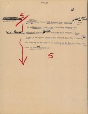 Primary view of object titled '[News Script: Huntley]'.
