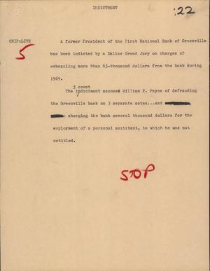 Primary view of object titled '[News Script: Indictment]'.