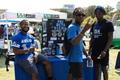 Photograph: [Three students from the Phi Beta Sigma fraternity]