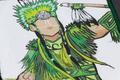 Primary view of [Artwork of an Indigenous person dressed in green feathers]