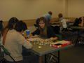 Photograph: [Table 1 competes in Scrabble Tournament]