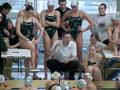 Photograph: [Joe Dykstra speaks to UNT women's swim team]
