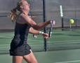 Primary view of [Franziska Sprinkmeyer hits forehand during TCU match]