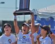 Thumbnail image of item number 1 in: '[Mean Green tennis team poses with Sun Belt award, 2]'.
