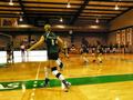 Photograph: [UNT volleyball team on the court during 2007 Sun Belt Conference]