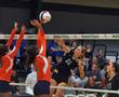 Photograph: [UTEP players attempt to block hit by Courtney Windham]