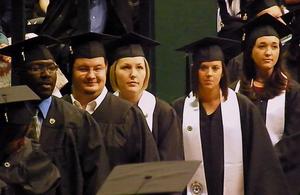 Primary view of object titled '[Graduates at UNT Fall 2007 Commencement, closeup 9]'.