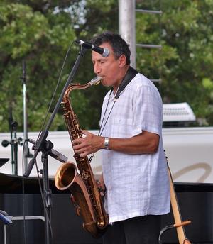 Primary view of object titled '[Mario Cruz performs at Denton Arts and Jazz Festival 2012]'.