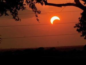 Primary view of object titled '[Partial solar eclipse, view from McKenna Park, 1]'.