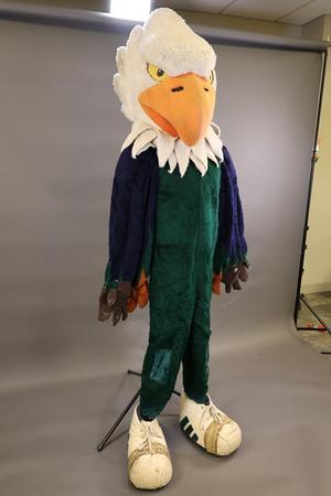 Primary view of object titled '[Scrappy mascot from 1995, full body view]'.