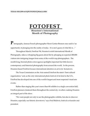 Primary view of object titled 'FotoFest: Houston's International Month of Photography'.