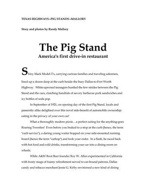 Primary view of object titled 'The Pig Stand: America's first drive-in restaurant'.