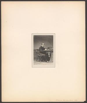 Primary view of object titled '[Charles Dickens writing at his desk]'.