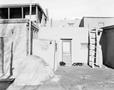 Photograph: [Pueblo house with two dogs laying out front]