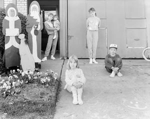 Primary view of object titled '[Five kids posing in front of a house's driveway]'.