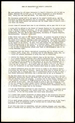 Primary view of object titled 'News of Charlottesville Women's Liberation #4'.