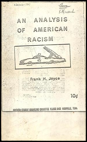 Primary view of object titled '"An Analysis of American Racism" by Frank H. Joyce, 1969-12-01'.