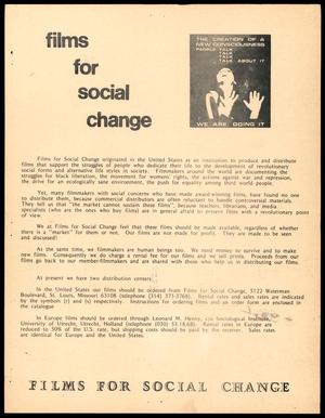 Primary view of object titled '"Films for Social Change", New additions and order form'.