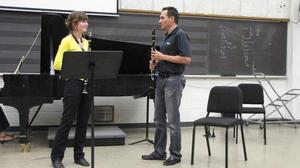 Primary view of object titled '[Mark Nuccio teaches clarinet master class, 6]'.
