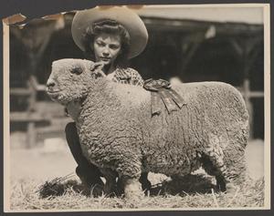 Primary view of object titled '[A girl with her prize-winning sheep]'.