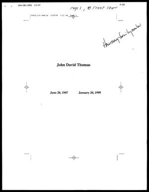 Primary view of object titled '[Working draft of the funeral program for John Thomas]'.