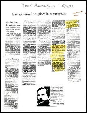 Primary view of object titled '[Copy of a Dallas Morning News article, "Merging into the mainstream"]'.