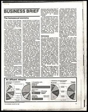 Primary view of object titled '[Photocopy of an article in The Economist, "The homosexual economy"]'.