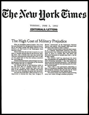 Primary view of object titled '[Clipping: The High Cost of Military Prejudice]'.