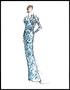 Primary view of [Sketch created by Michael Faircloth of a blue dress for Laura Bush's inauguration]