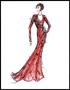 Thumbnail image of item number 1 in: '[Sketch created by Michael Faircloth of a red dress for Laura Bush's inauguration]'.