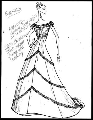 Primary view of object titled '[Sketch created by Michael Faircloth of a flowing dress]'.