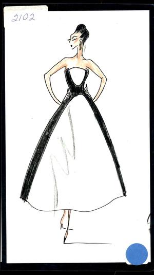 Primary view of object titled '[Art print (2102) by Michael Faircloth of a black and white dress]'.