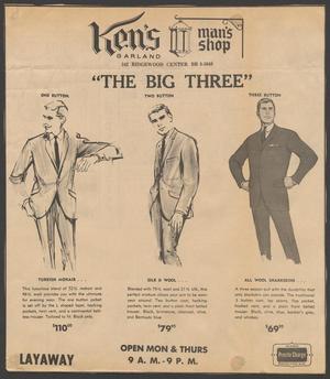 Primary view of object titled '[Advertisement: "The Big Three"]'.