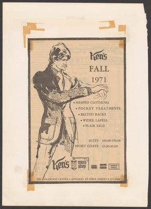 Primary view of object titled '[Advertisement: "Fall 1971"]'.