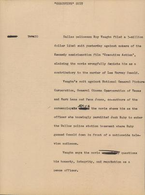 Primary view of object titled '[News Script: Executive Suit]'.