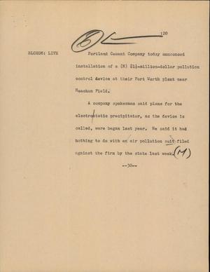 Primary view of object titled '[News Script: Cement Company]'.