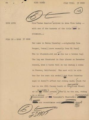 Primary view of object titled '[News Script: Miss Rodeo]'.