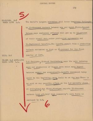 Primary view of object titled '[News Script: General Motors]'.